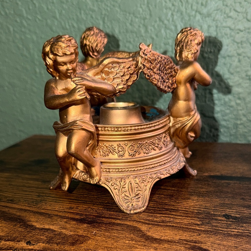 Vintage Gold Cherub Candle Holder - Picture 4 of 16